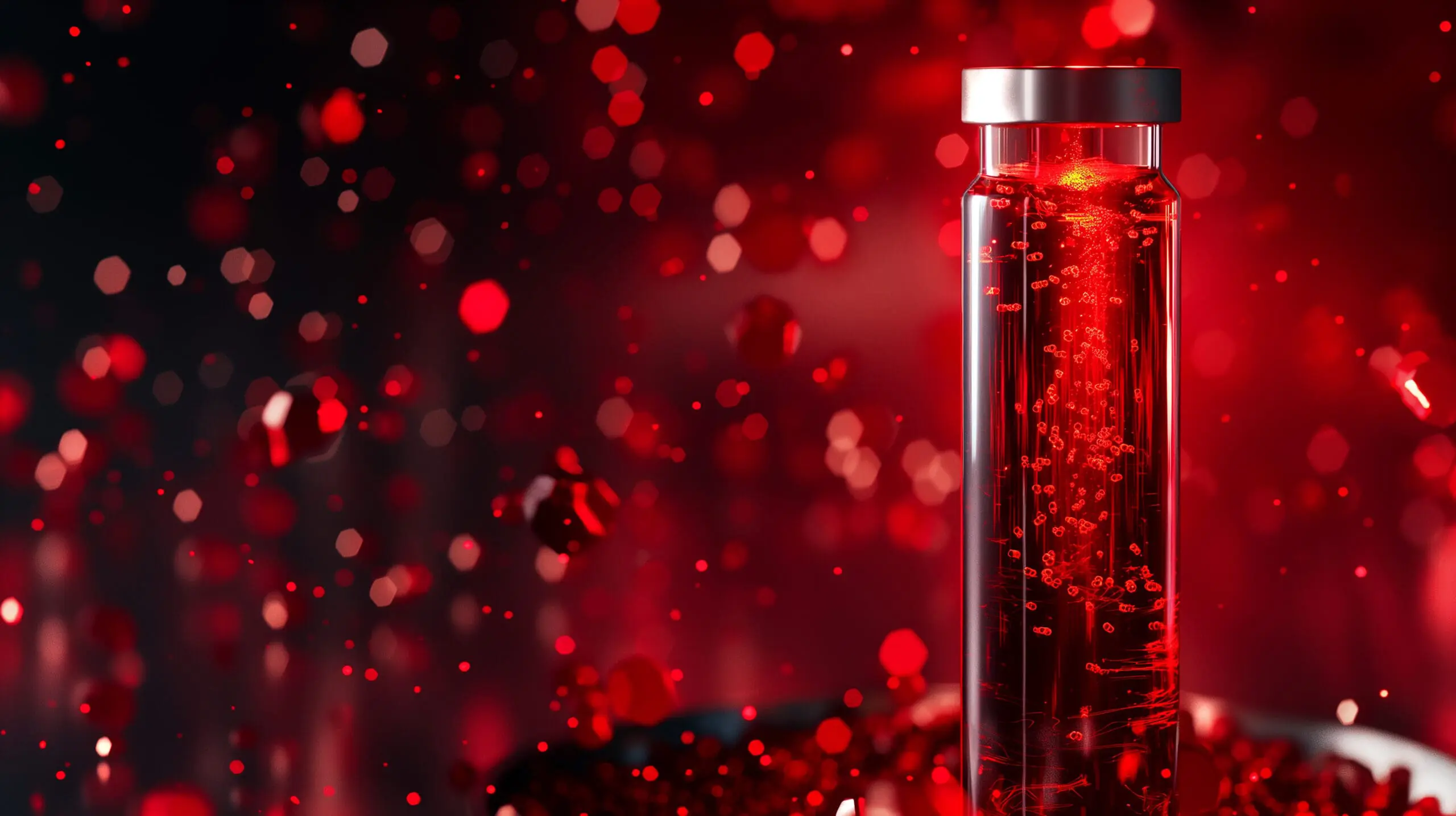 Buy research peptides Canada - red research peptide vial from Red Leaf Research Labs