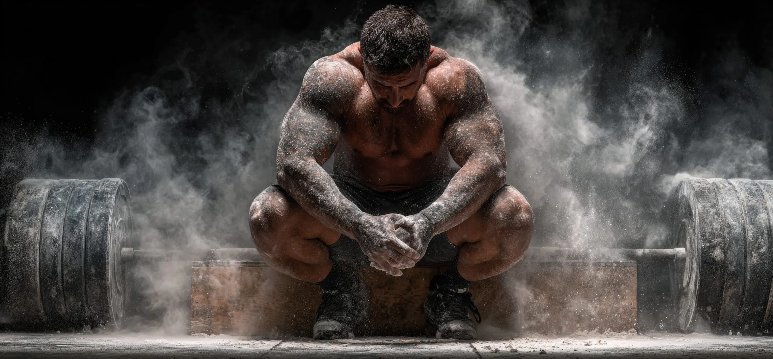 Muscular athlete beside weights illustrating the question are peptides steroids