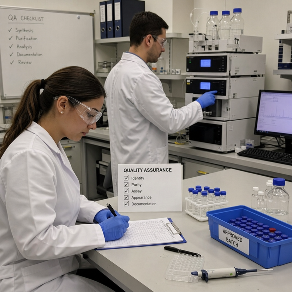 Quality assurance procedures in action at a peptide lab