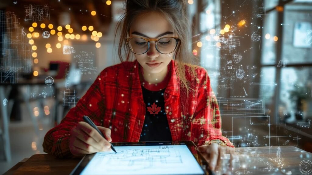 Un chercheur vêtu d'un t-shirt rouge « Red Leaf Research » utilisant un calculateur de reconstitution de peptides sur une tablette